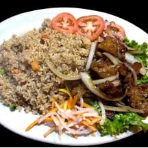 Chunk Beef with Fried Rice.