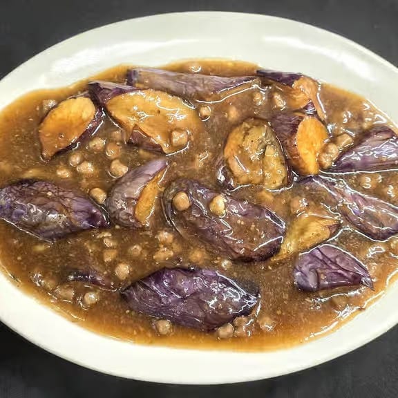 Eggplant with Vegan Meat.